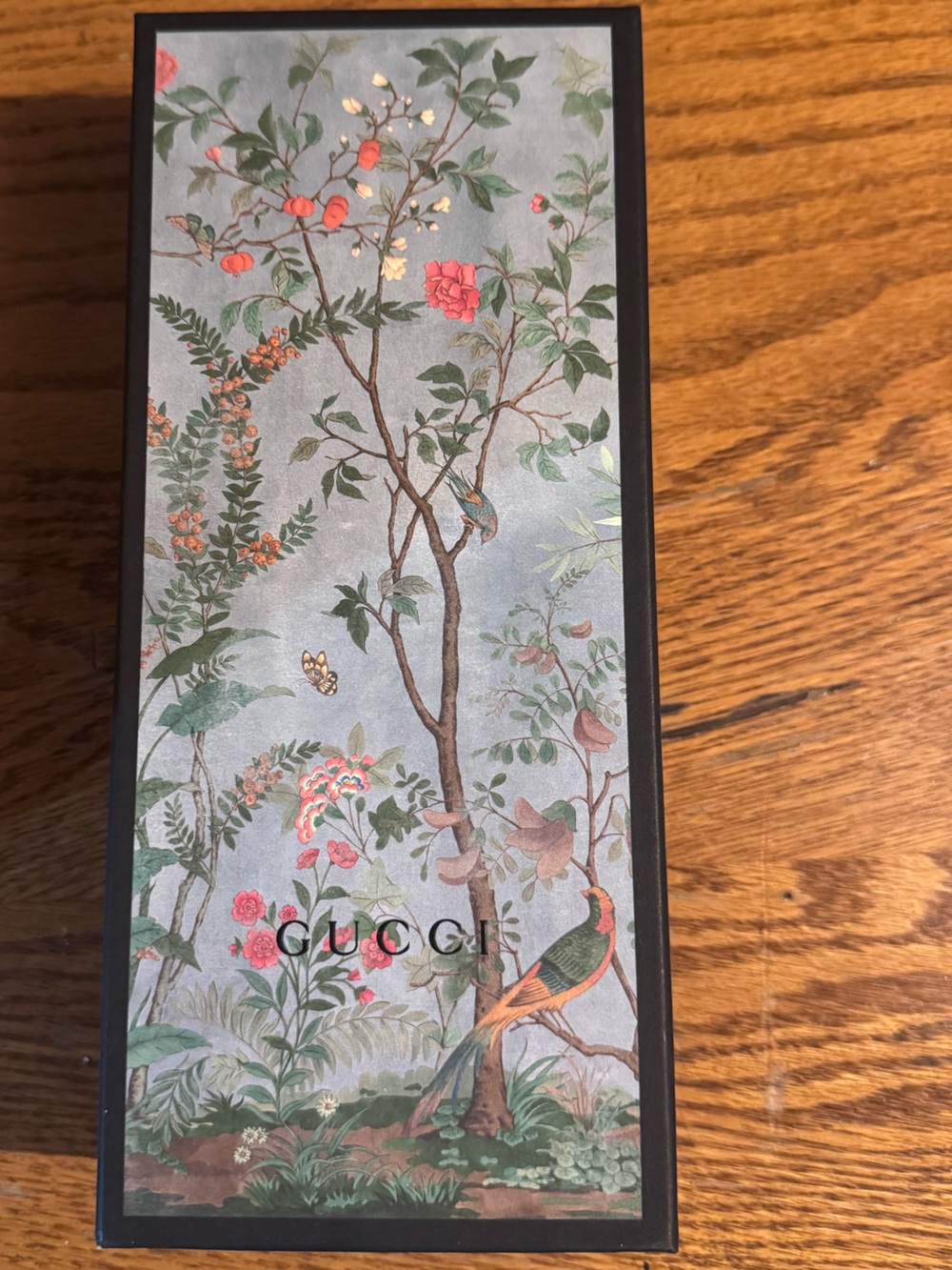 Gucci Botanical Print Box - Light Blue with Green & Pink Accents